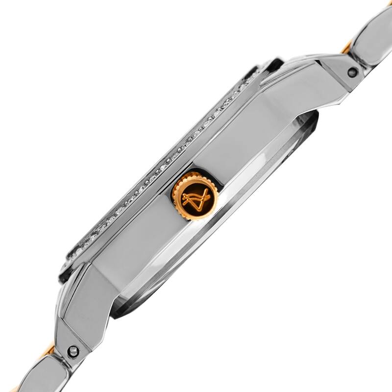 August Steiner Diamond Mother of Pearl Crystal Two-tone Bracelet Watch - Two Tone-Gunmetal - Two Tone-Gunmetal