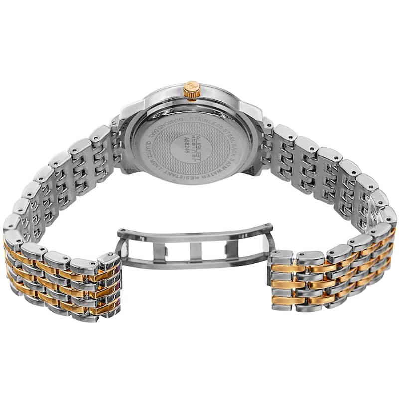 August Steiner Diamond Mother of Pearl Crystal Two-tone Bracelet Watch - Two Tone-Gunmetal - Two Tone-Gunmetal