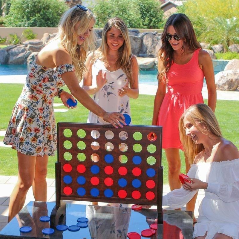GoSports Giant Dark Wood Stain 4 in a Row Backyard Game – 2 Foot Width – With Connect Coins, Portable Case and Rules