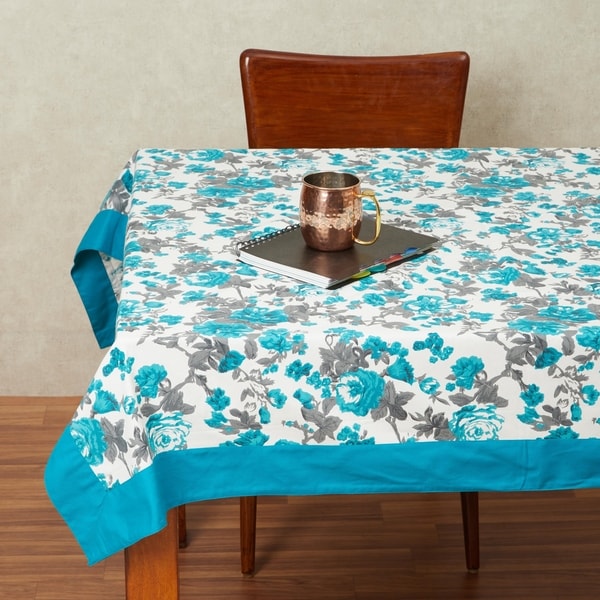 In-Sattva Home 100% Cotton Serene Spring Print Washable Rectangular Table Cover Cloth