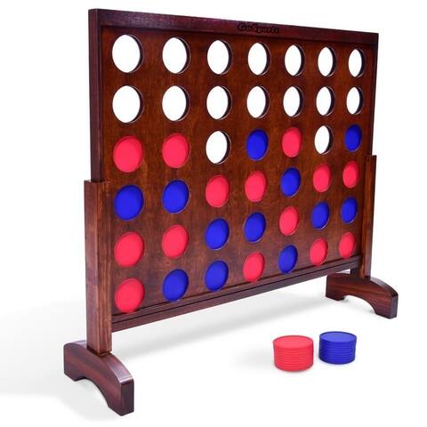 GoSports Giant Dark Wood Stain 4 in a Row Backyard Game  3 Foot Width  With Connect Coins, Portable Case and Rules