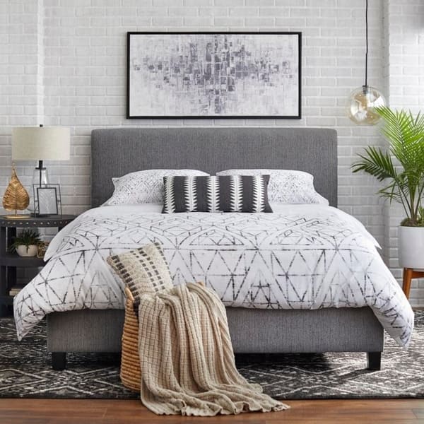 Lifestorey Emery Upholstered Queen Bed - Grey