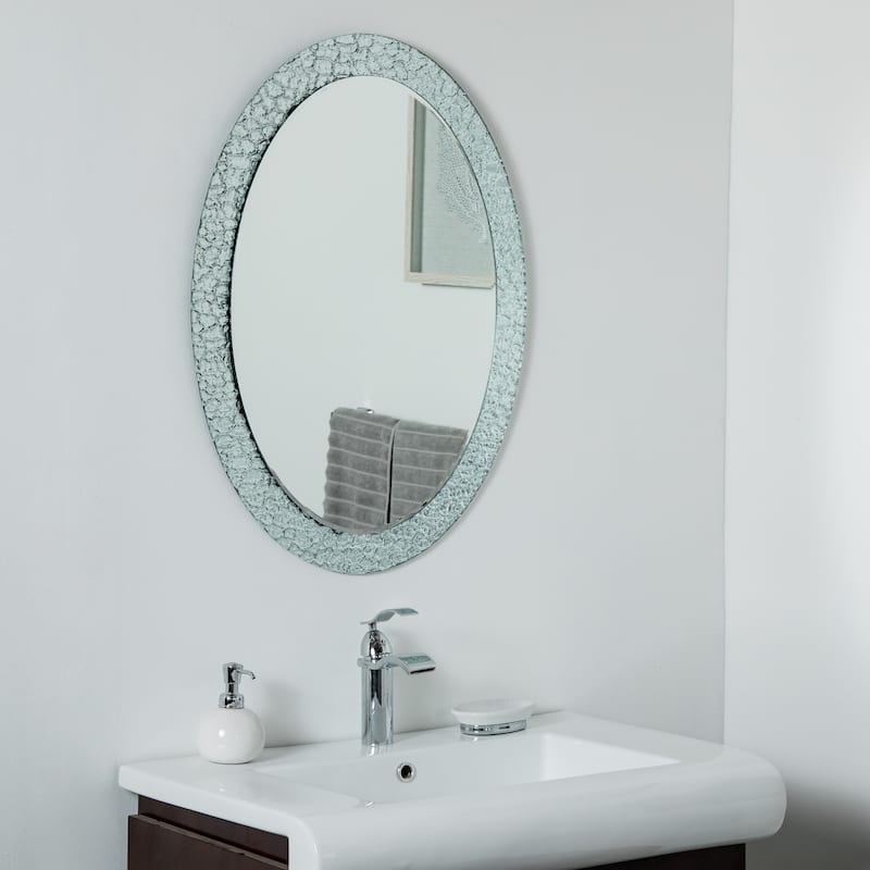 Jewel Oval Frameless Mirror 31.5 x 23.6in Oval Wall Mirror - Silver - 31.5x23.6x.5