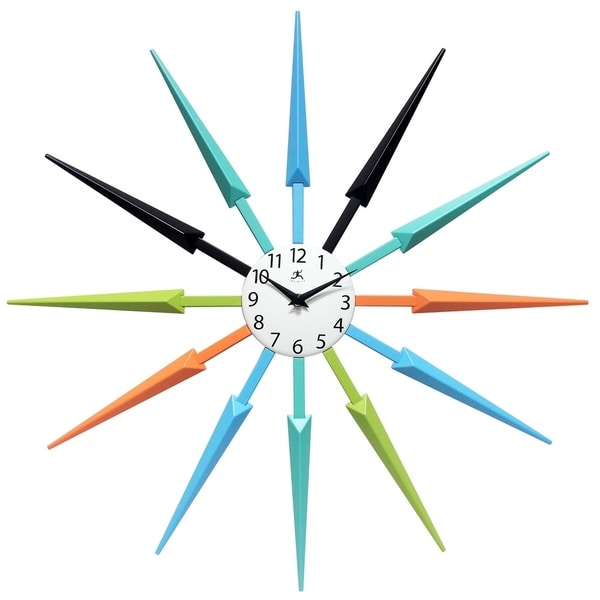 Celeste Starburst Mid-Century Modern Unique Large Wall Clock 24 inch by Infinity Instruments. Opens flyout.