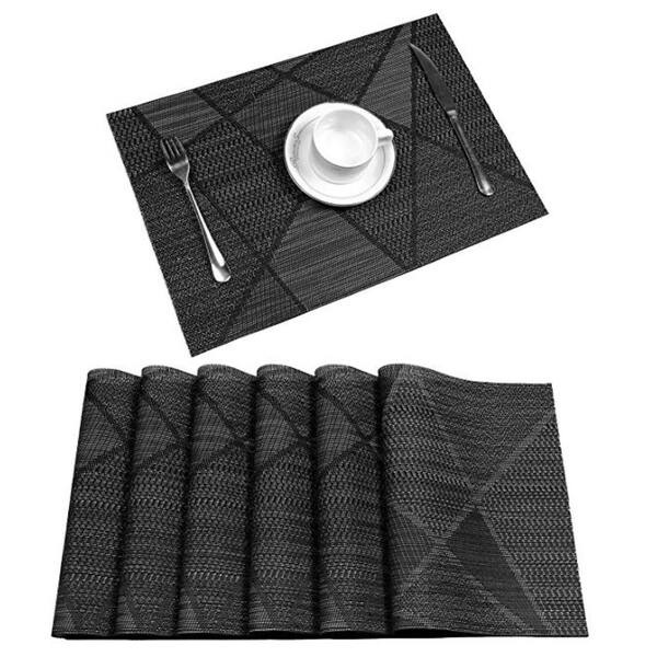 Shop Woven Vinyl Insulation Placemat Table Mats Set Of 6 Black