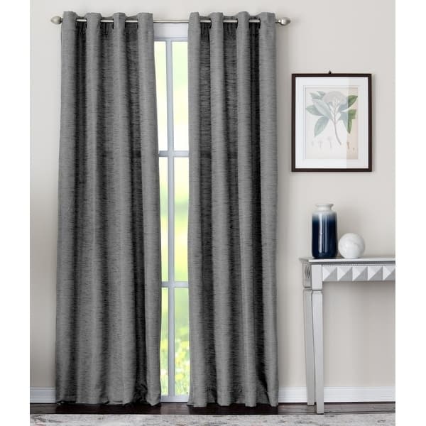 Porch & Den Anne Grommet-Top Curtain Panel - 50"x95" - CHARCOAL