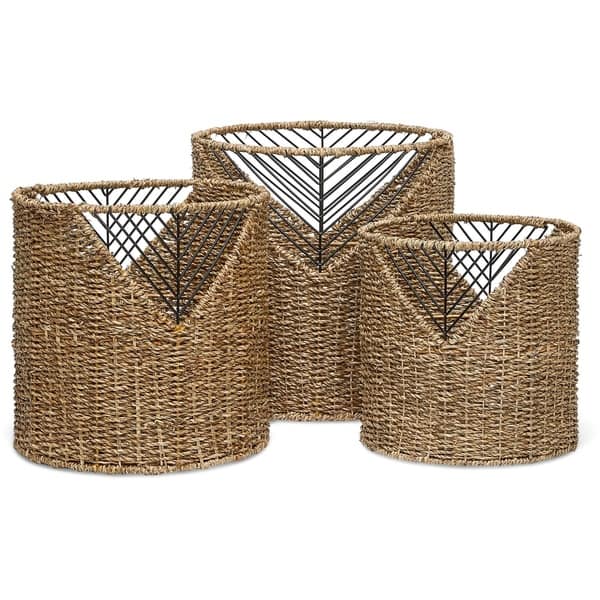 The Curated Nomad Lucky 3 Piece Natural Woven Basket Set Overstock 28119832