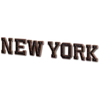 Archera Large "New York" Metal Battery Powered LED Sign - 110"W x 20"H x 3"D