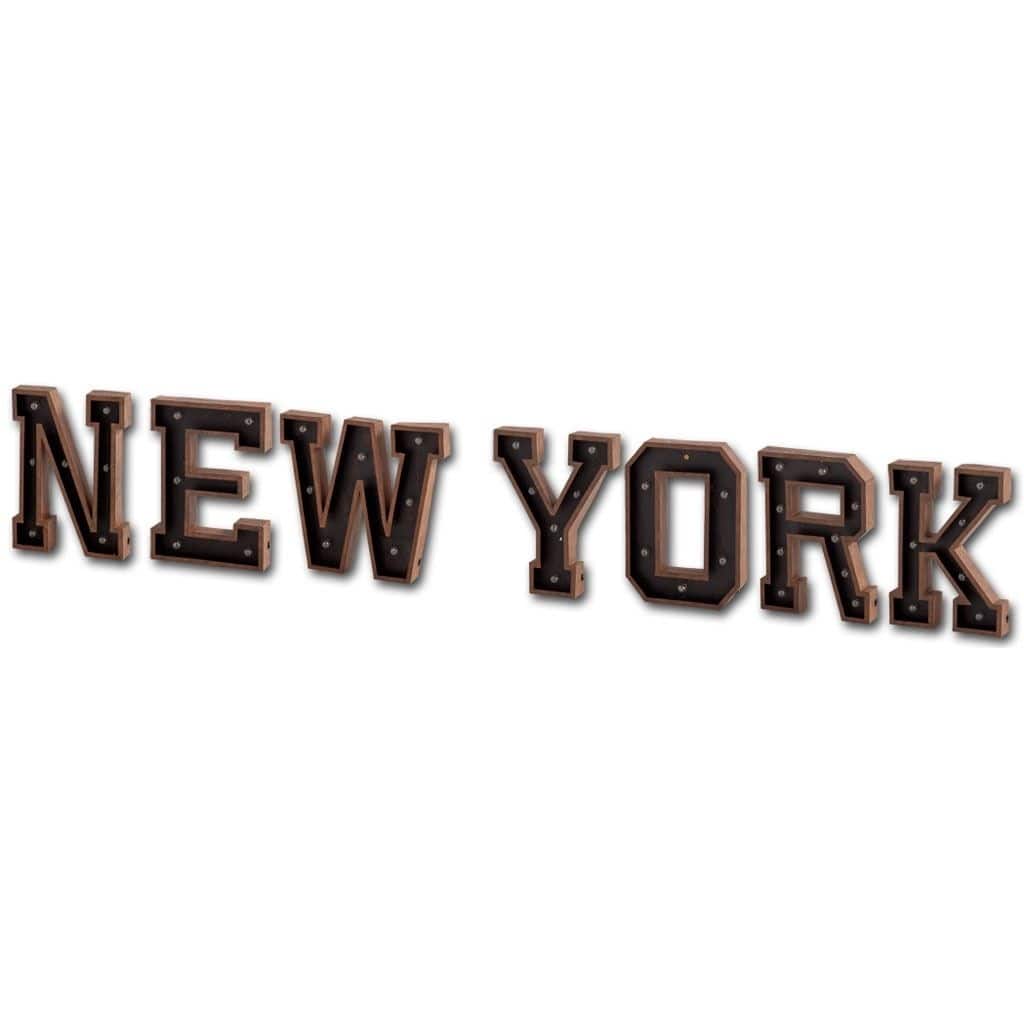 Archera Large "New York" Metal Battery Powered LED Sign - 110"W x 20"H x 3"D