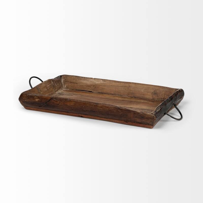Durone Brown Wooden Live Edge Serving Trays (Set of 2) - Small