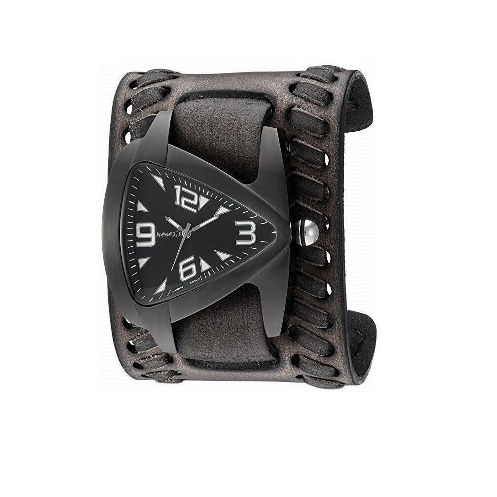 wide leather watch