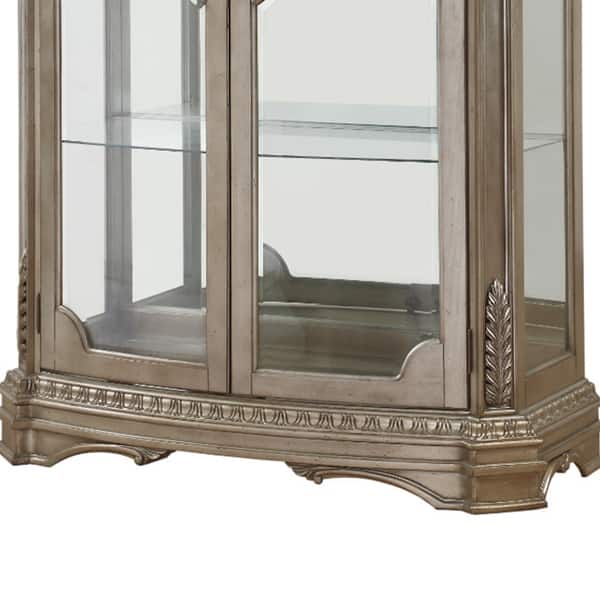 Wood And Glass Curio Cabinet With Touch Lighting Gold And Clear Overstock 28121649