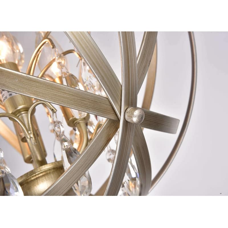 Benita Light Gold with Bronze 4-light Metal Globe Crystal Semi-Flush Mount