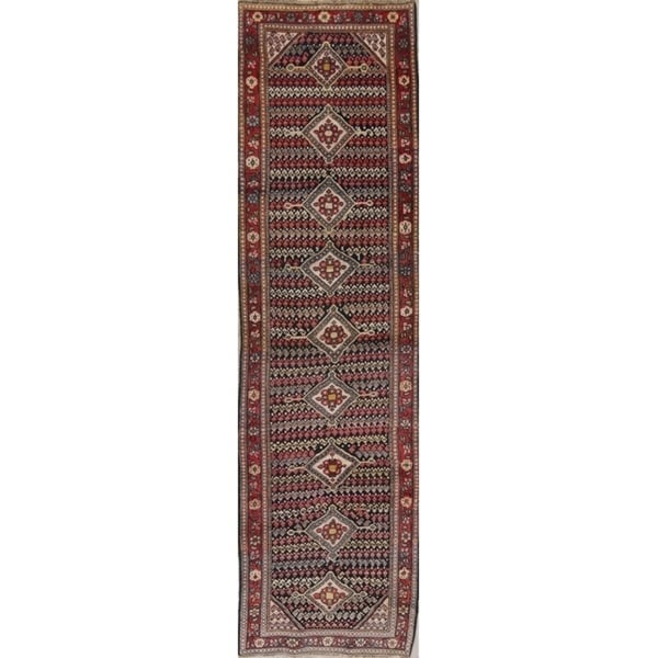 Antique Sultanabad Persian Hand-Knotted Wool Oriental Runner Rug - 12'0" x 3'2" Runner