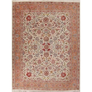 Traditional Vintage Tabriz Persian Hand-Knotted Wool Oriental Area Rug - 13'1" x 9'7"