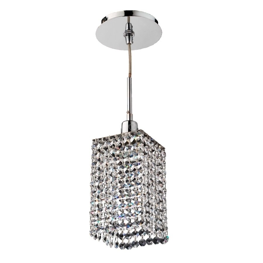 1 Light Square Single Layer Crystal and Chrome Mini Pendant (Fuzion X 700 Less than 60 Watts - Indoor - Hardwired) - Chandeliers For Bedrooms by Overstock.com