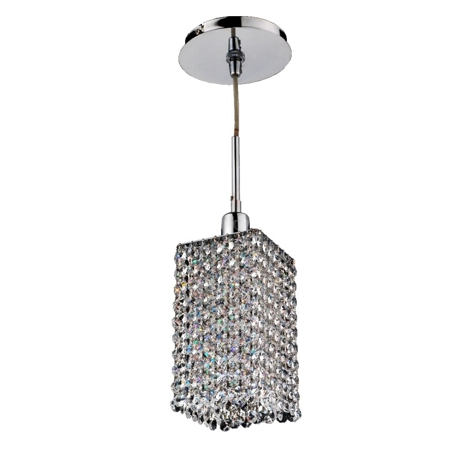 1 Light Square 2 Layer Crystal and Chrome Mini Pendant (Fuzion X 700 Less than 60 Watts - Indoor - Hardwired) - Chandeliers For Bedrooms by Overstock.com