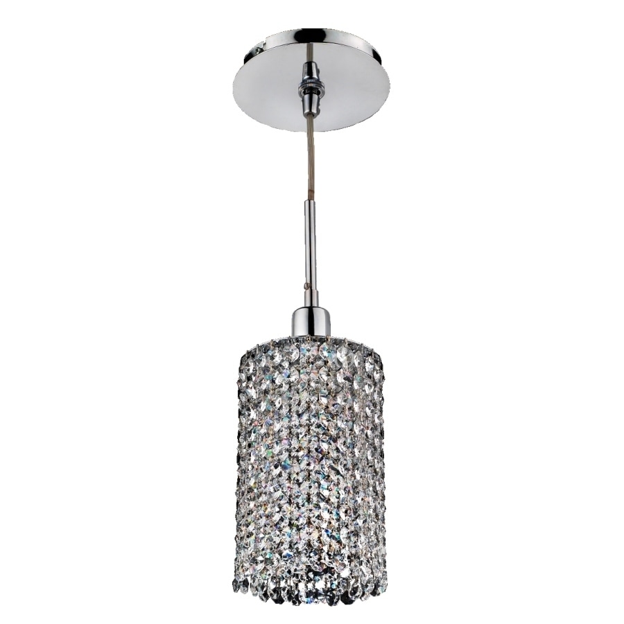 1 Light Round 2 Layer Crystal and Chrome Mini Pendant (Fuzion X 700 Less than 60 Watts - Indoor - Hardwired) - Chandeliers For Bedrooms by Overstock.com