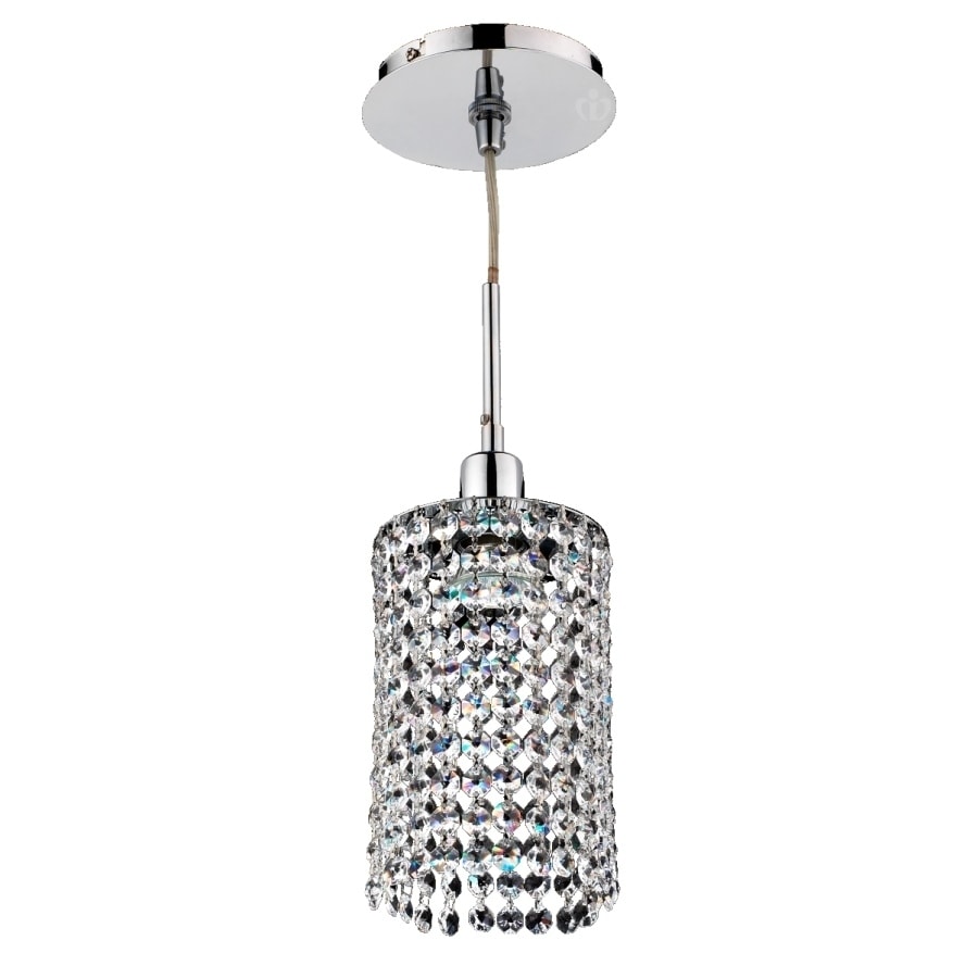 1 Light Round Single Layer Crystal and Chrome Mini Pendant (Fuzion X 700 Less than 60 Watts - Indoor - Hardwired) - Chandeliers For Bedrooms by Overstock.com
