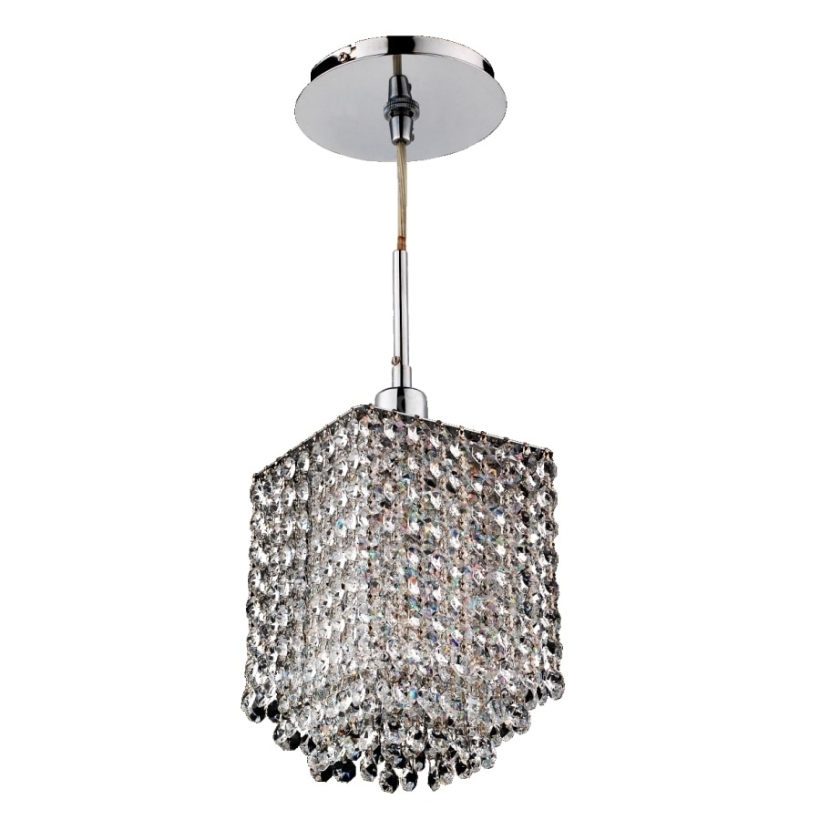 1 Light Square 3 Layer Crystal and Chrome Mini Pendant (Fuzion X 700 Less than 60 Watts - Indoor - Hardwired) - Chandeliers For Bedrooms by Overstock.com