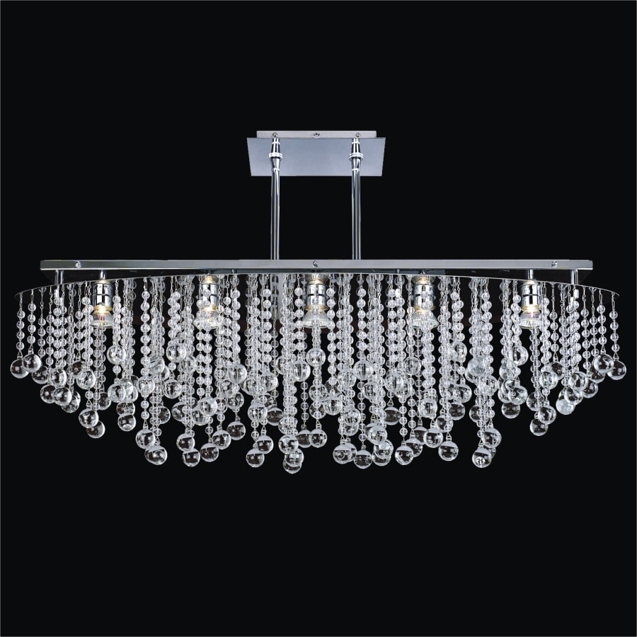 38"W Oval Chandelier Crystal Rain 565 (Less than 60 Watts - Indoor - Hardwired) - Chandeliers For Bedrooms by Overstock.com