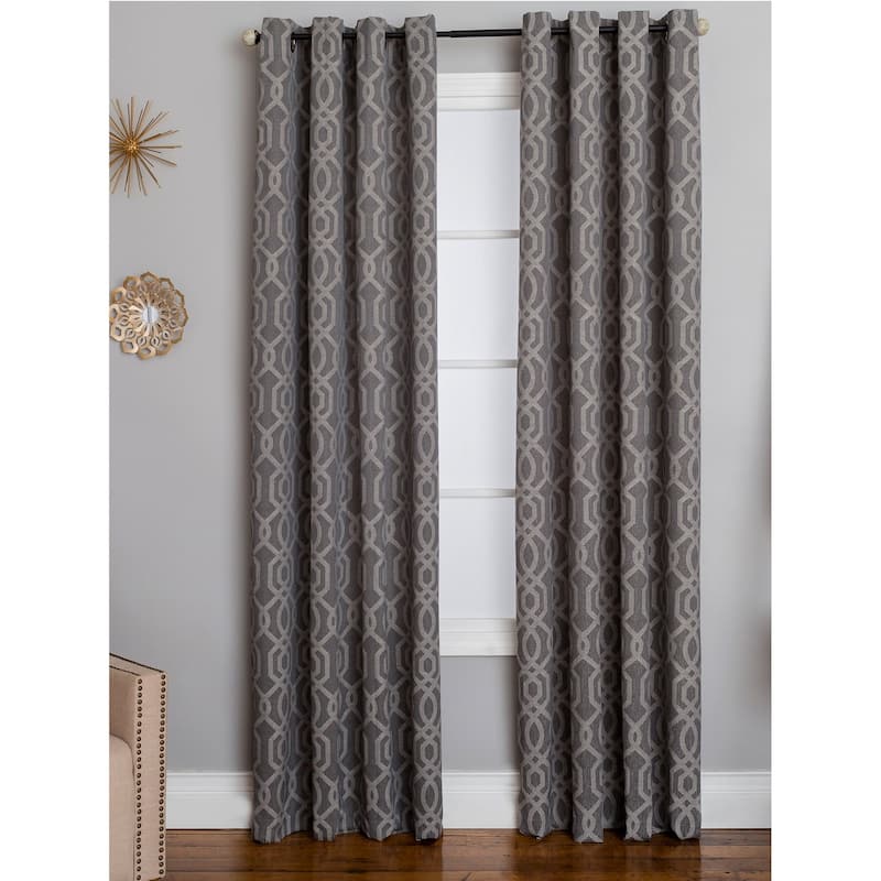 Carson Carrington Hjortsta Jacquard Grommet-Top Panel - 50"x95" - GRANITE