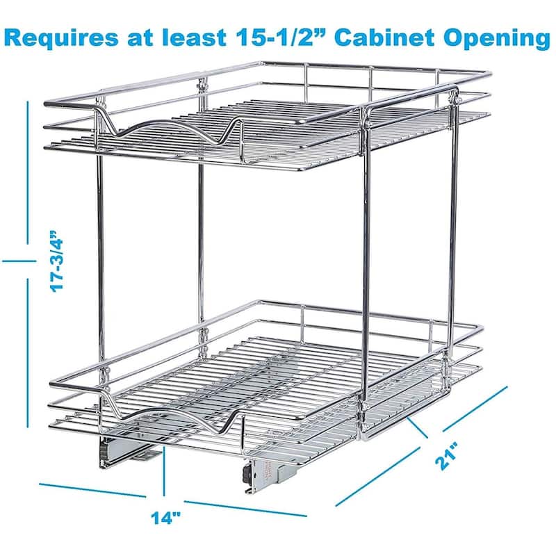 Slide Cabinet Organizer -14"Wx21"Dx17-3/4"H, Min 15-1/2" Cabinet width