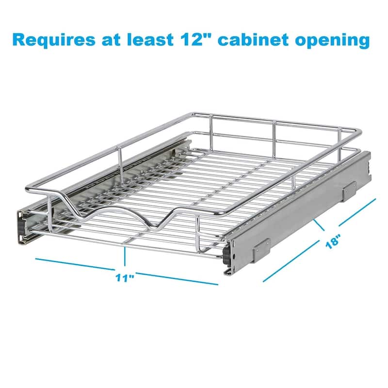 Slide Out Cabinet Organizer - 11"W x 18"D, Minimum 12" Cabinet Opening