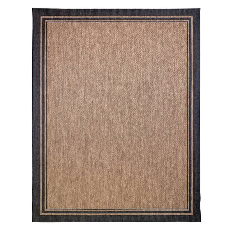Paseo Soroa Havana Black Bordered Flatweave Indoor/ Outdoor Area Rug