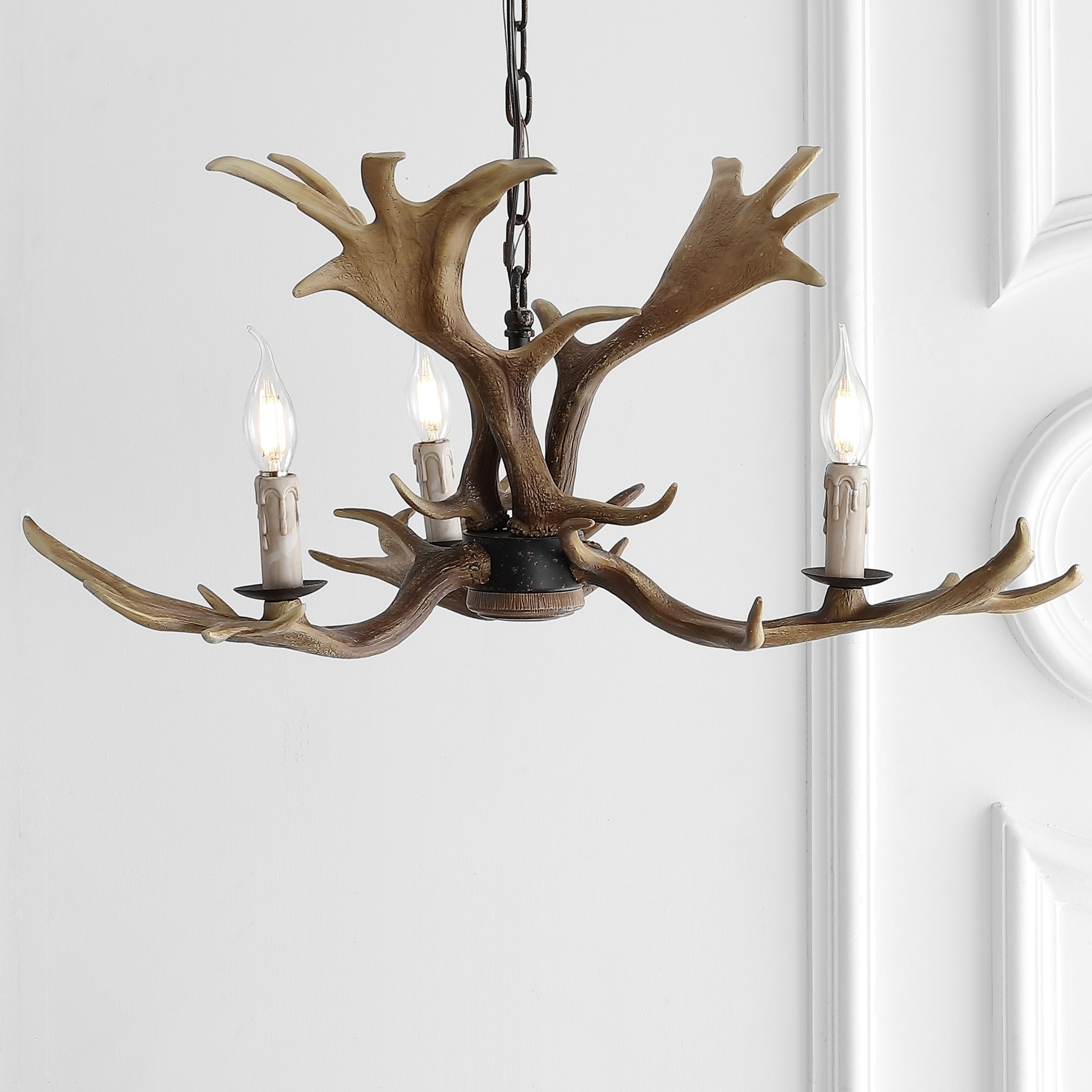 Eldora 27" Resin Antler 3-Light LED Chandelier, Brown by JONATHAN  Y - Chandeliers For Bedrooms by Overstock.com
