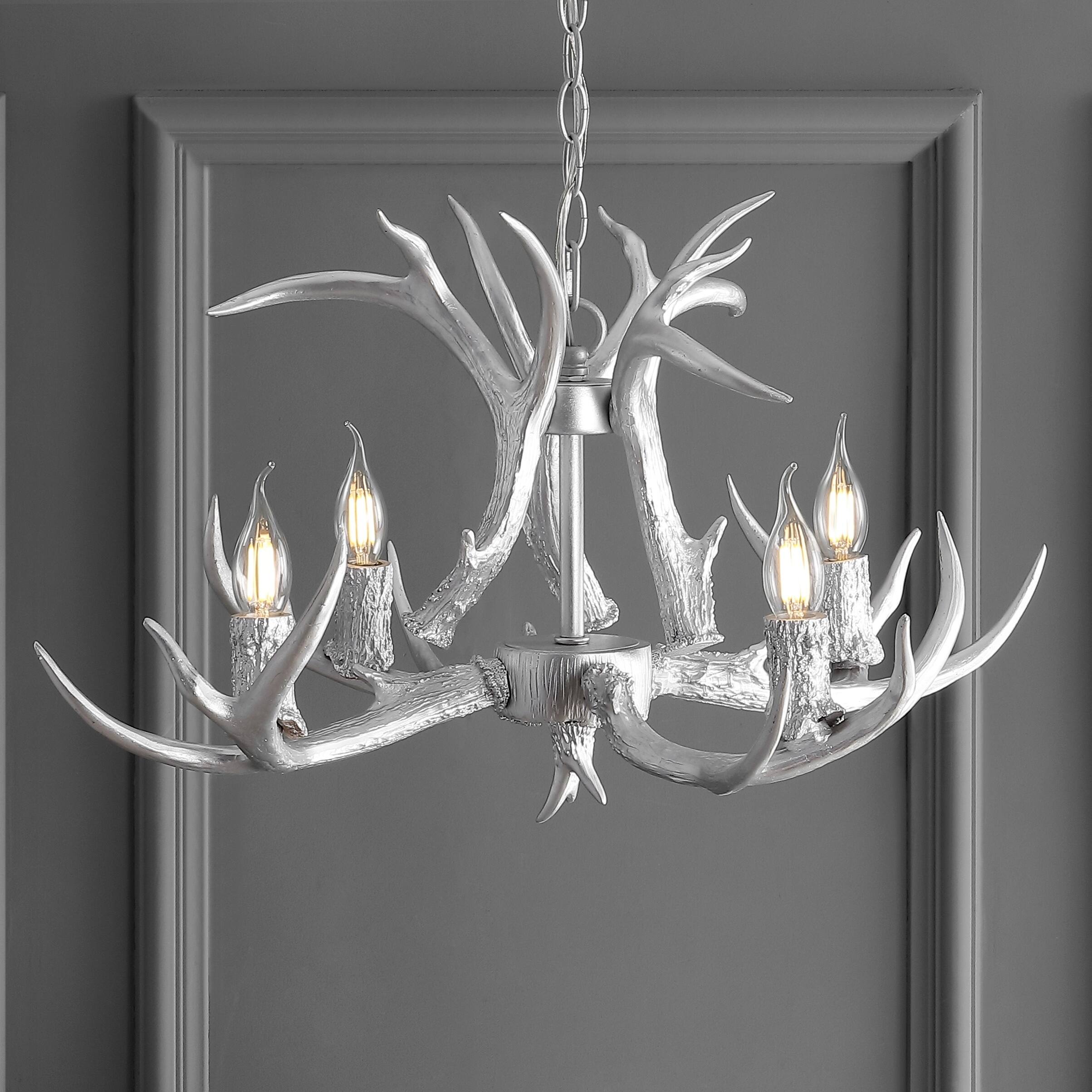 Shop Eldora 26 Resin Antler 4 Light Led Chandelier Silver