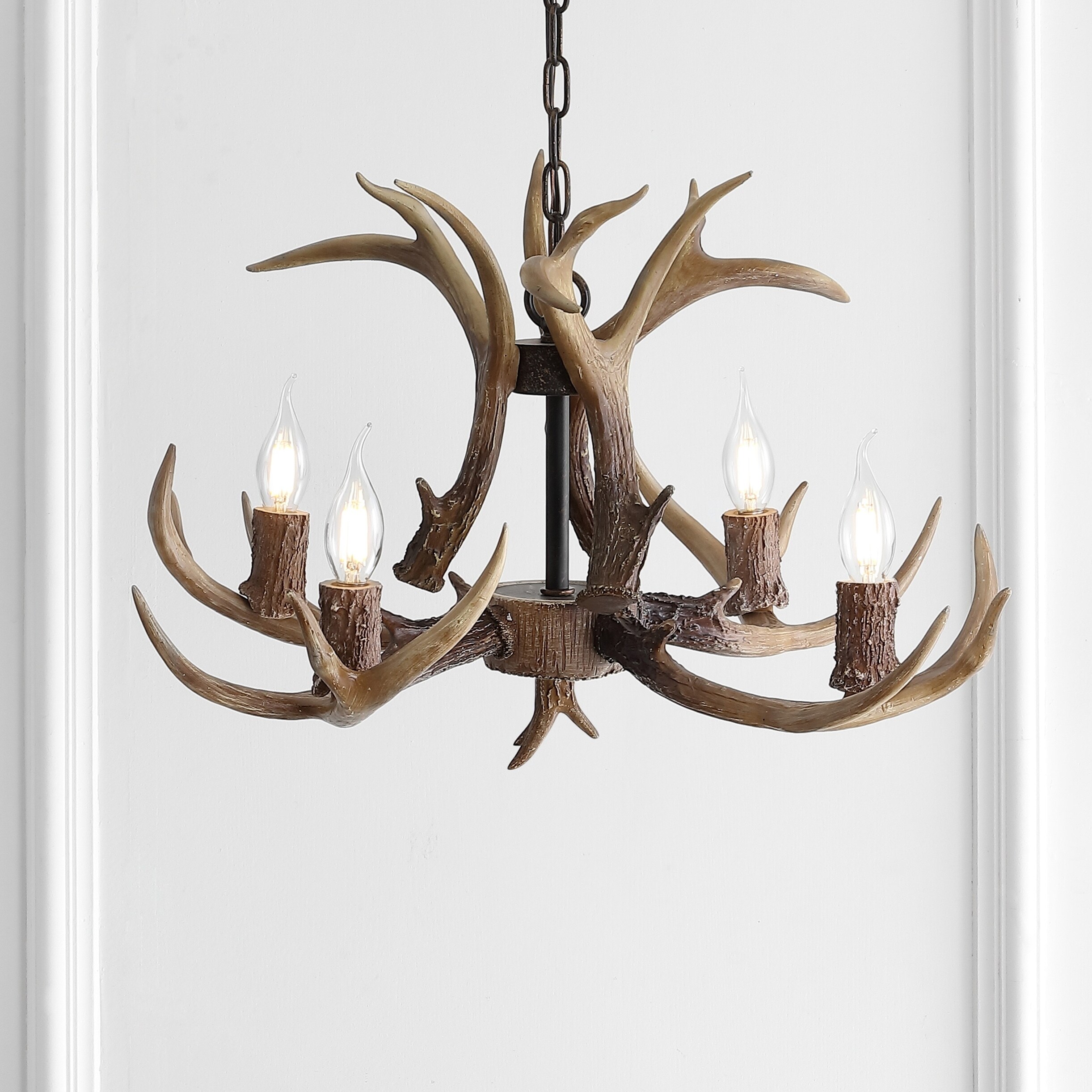 Eldora 26" Resin Antler 4-Light LED Chandelier, Brown by JONATHAN  Y (Brown) - Chandeliers For Bedrooms by Overstock.com
