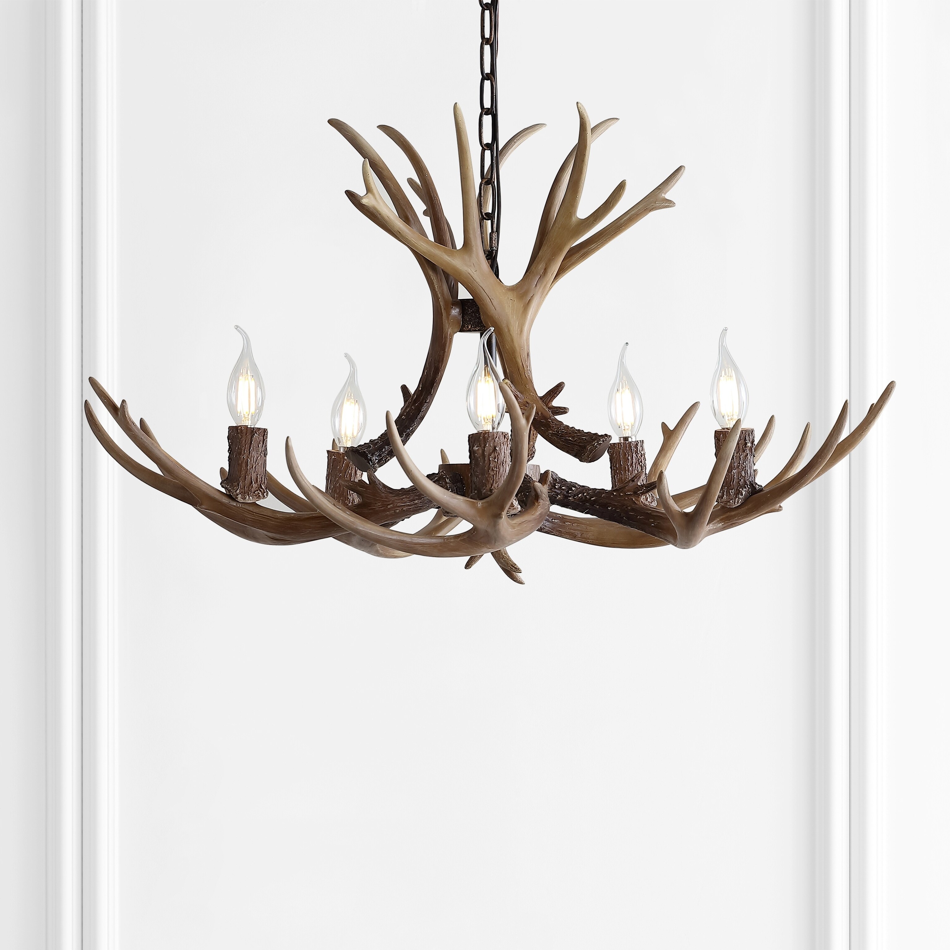 Eldora 30" Resin Antler 5-Light LED Chandelier, Brown by JONATHAN  Y (Brown) - Chandeliers For Bedrooms by Overstock.com