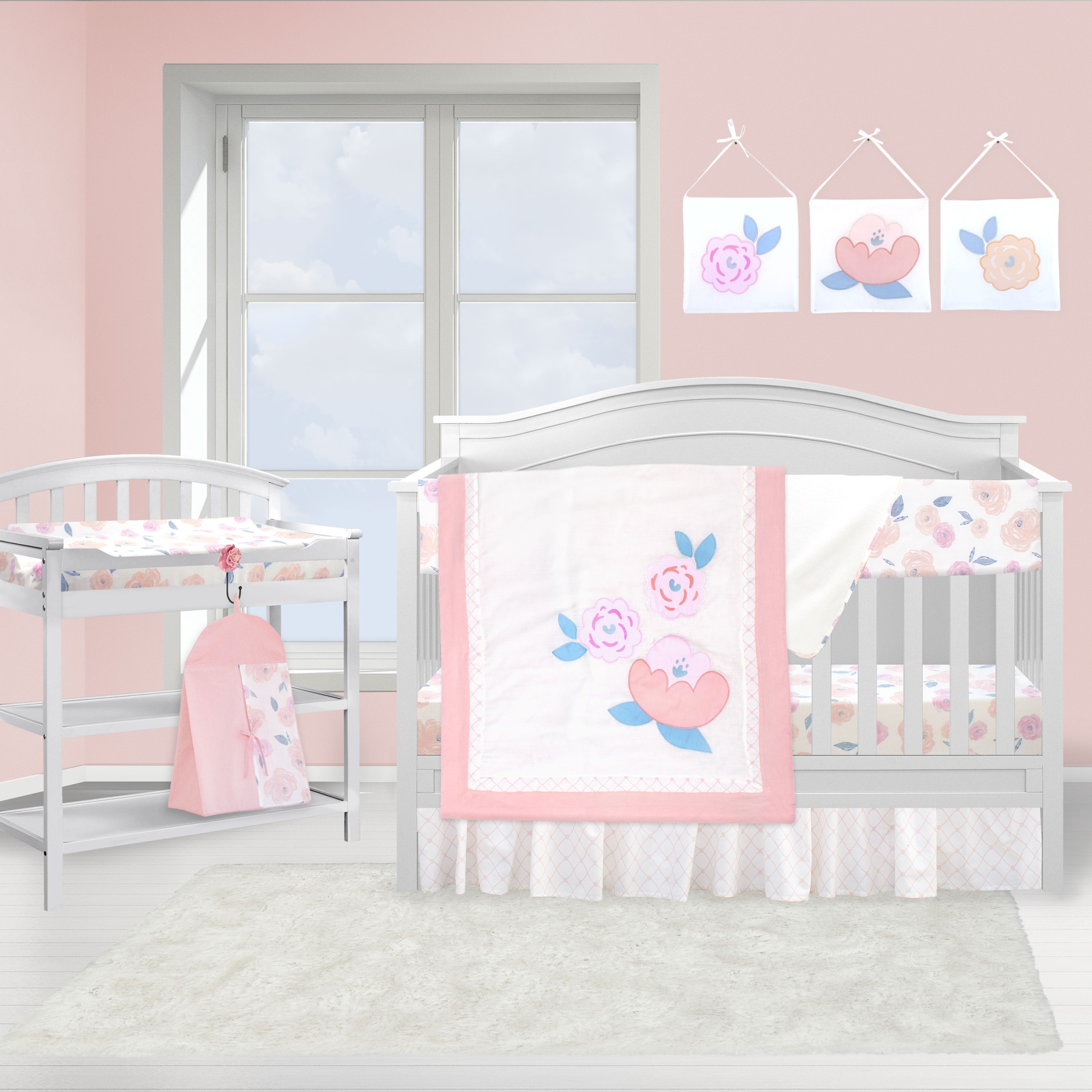 Shop Watercolor Rose Crib Baby Bedding Set By Pam Grace Creations