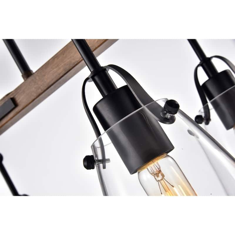 Enija Imitation Wood Grain/Matte Black 6-light Chandelier