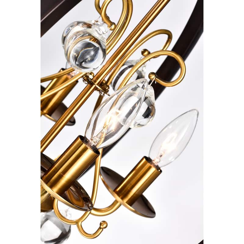 Inori Matte Black/Gold 4-light Chandelier