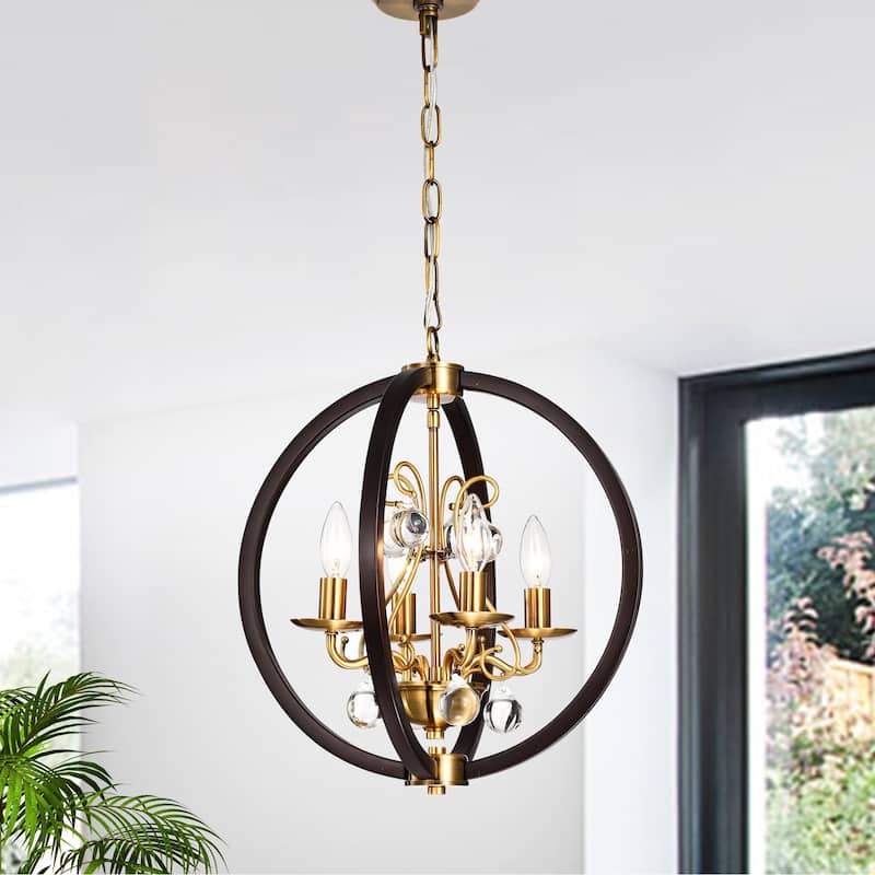 Inori Matte Black/Gold 4-light Chandelier