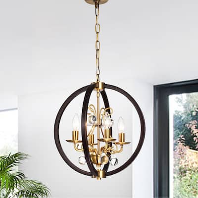 Inori Matte Black/Gold 4-light Chandelier