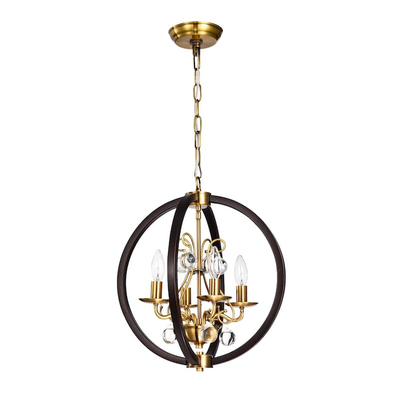 Inori Matte Black/Gold 4-light Chandelier