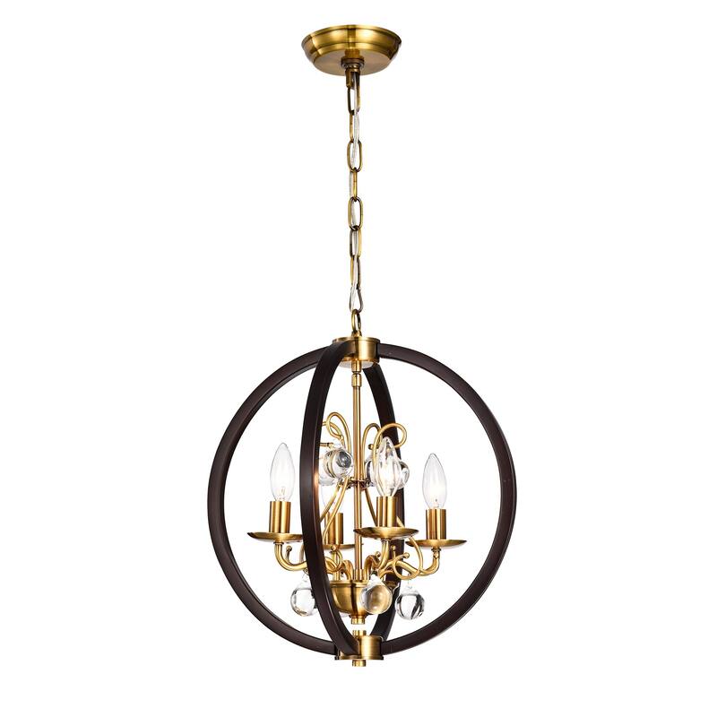 Inori Matte Black/Gold 4-light Chandelier