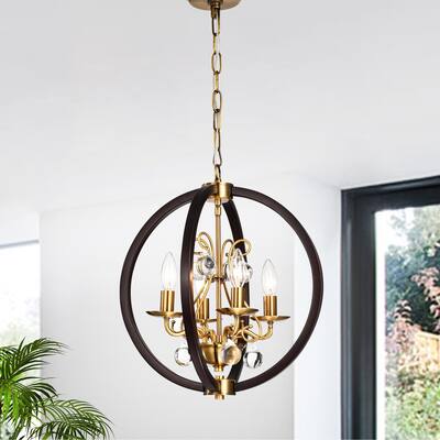Inori Matte Black/Gold 4-light Chandelier