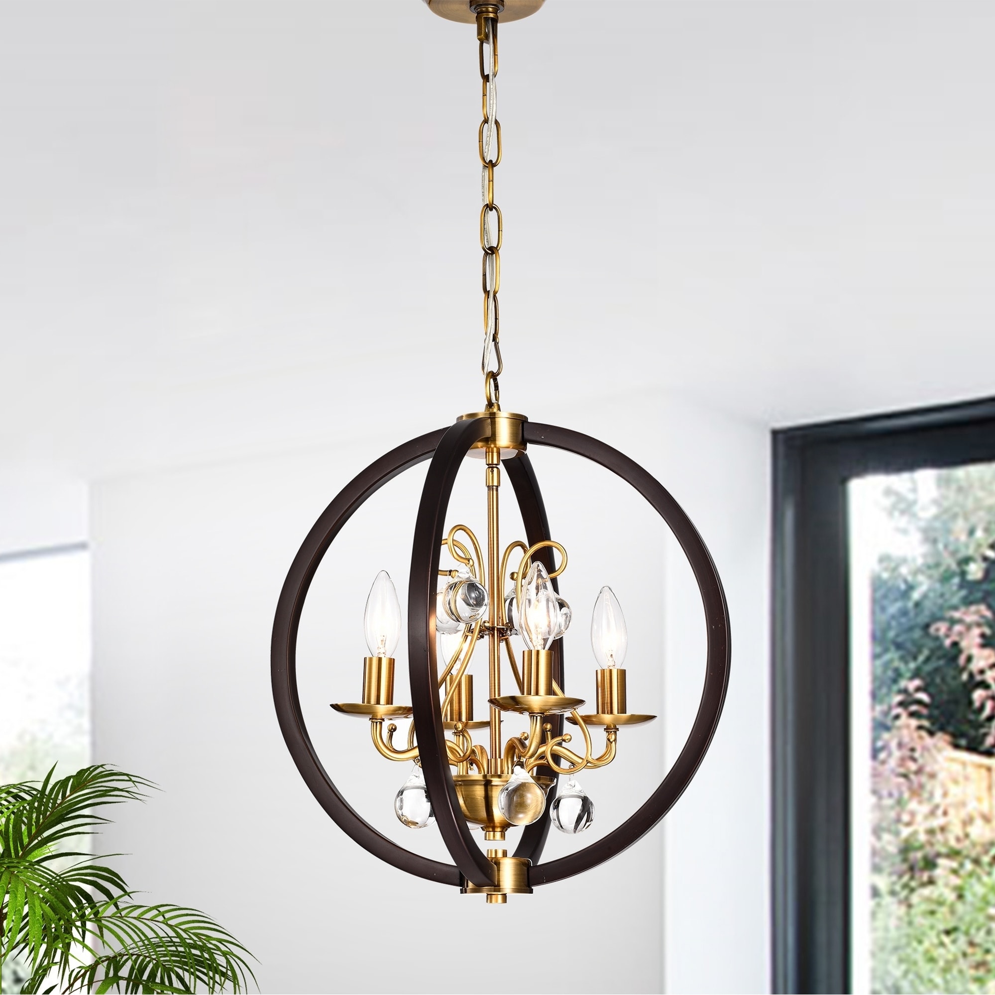 Warehouse of Tiffany Inori Matte Black/Gold 4-light Chandelier