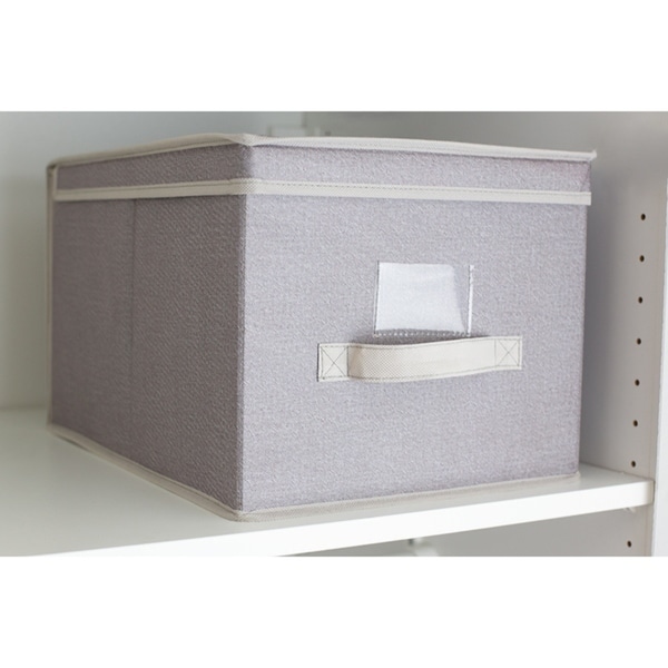 Kensington Collection Faux Jute Non-Woven Fabric Collapsible Multi-Purpose Large Storage Box with Clear Window