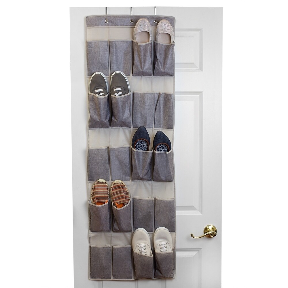 Shop Kensington Collection Faux Jute Non Woven Fabric 20 Pocket Over The Door Shoe Organizer Overstock 28124809