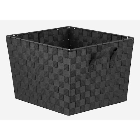 X-Large Polyester Woven Strap Open Bin, Black