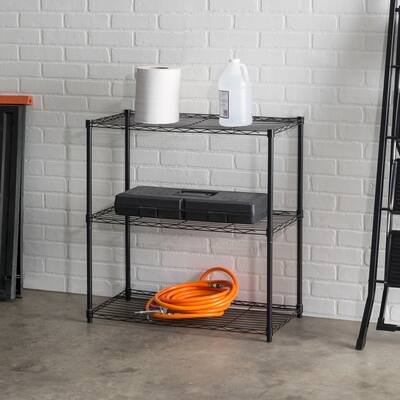 3 Tier Wide Steel Wire Shelf, Grey