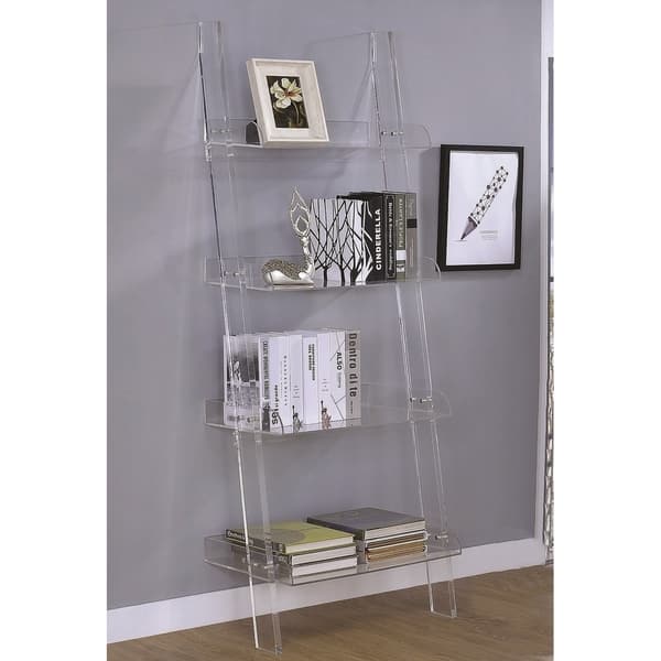 Shop Clear Acrylic Modern Ladder Bookcase Overstock 28124924