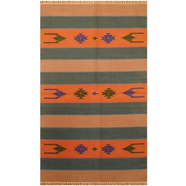 Handmade One-of-a-Kind Wool Kilim (India) - 3' x 5'
