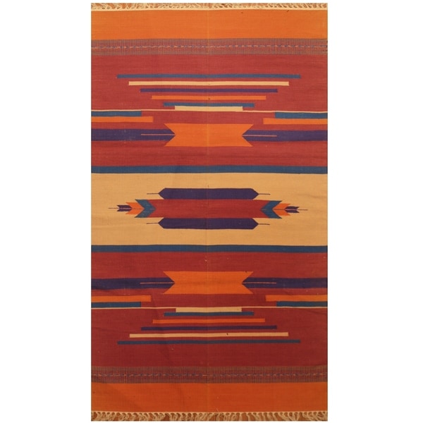 Handmade One-of-a-Kind Wool Kilim (India) - 3' x 5'