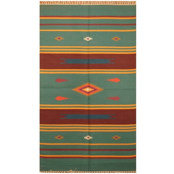 Handmade One-of-a-Kind Wool Kilim (India) - 3' x 5'